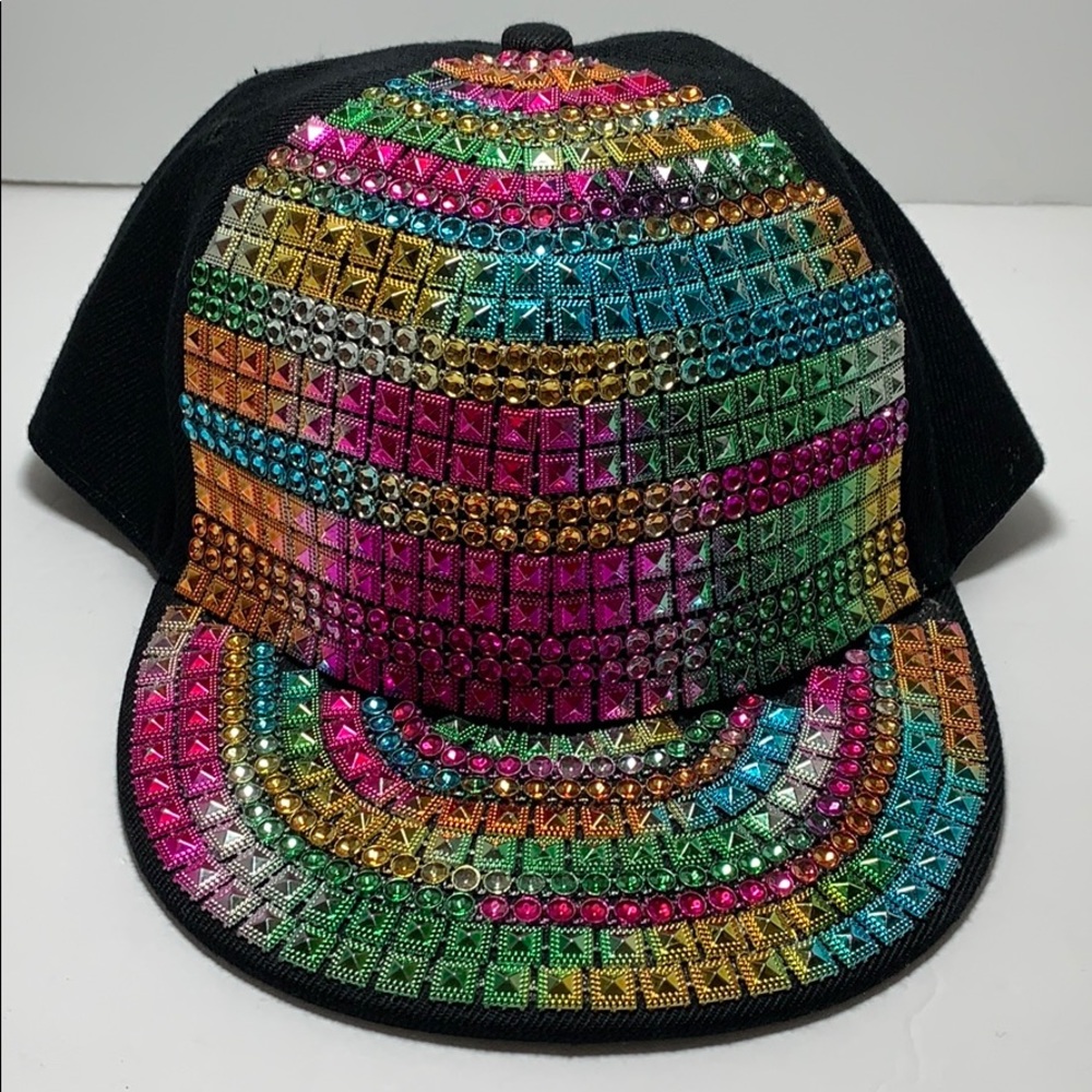 Black Snapback With Multi-Colored Studs - image 1